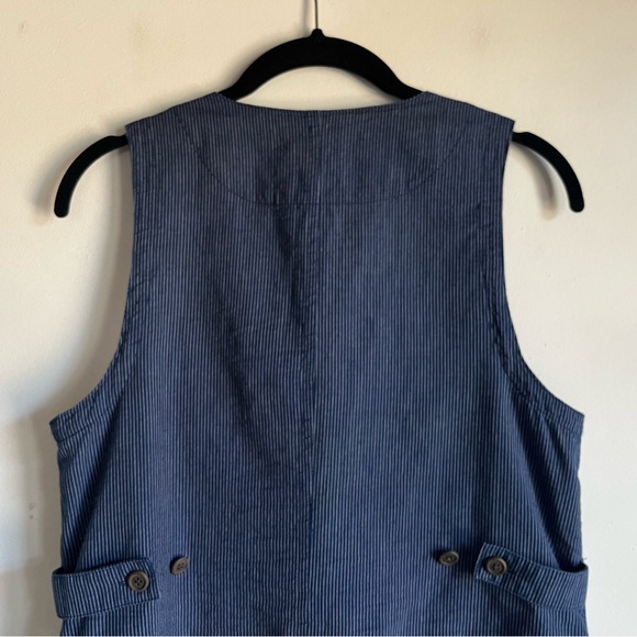 NEW J. Crew Patch Pocket Vest in Indigo Stripe Size 2 Railroad Navy Ivory $118 - Picture 8 of 13